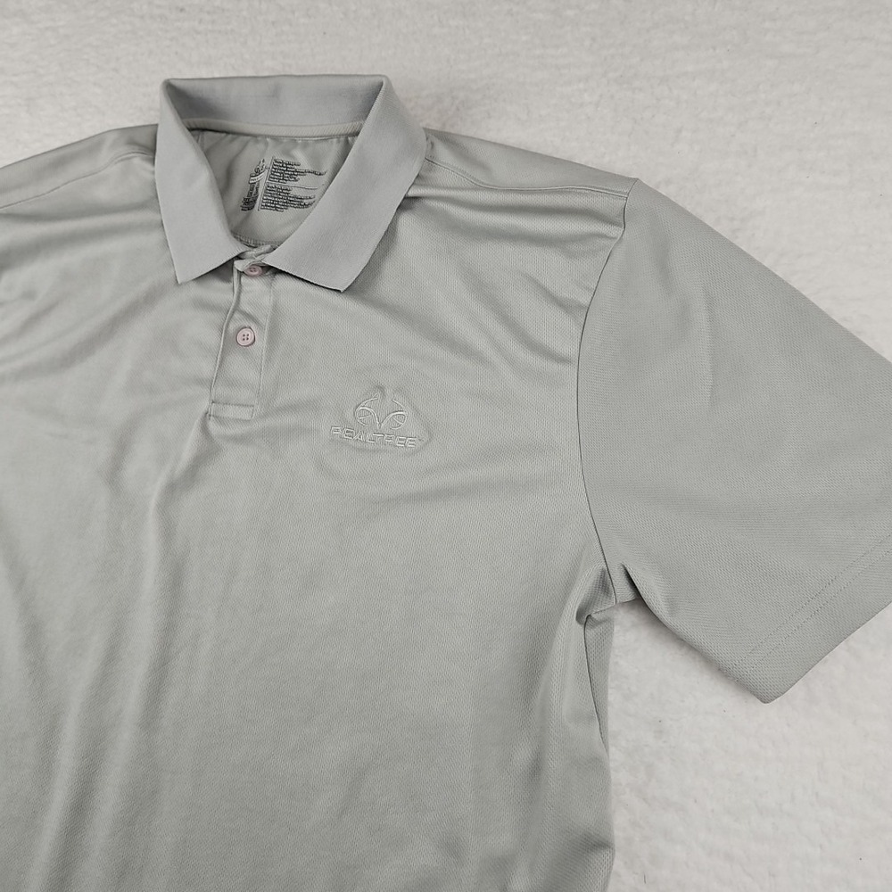 Realtree Polo Shirt‎ Mens 2XL Solid Gray Short Sleeve Stretch Classic Preppy